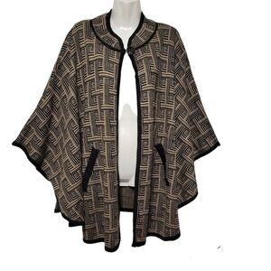 Brown and Black Shrug Shawl Cape with Armholes